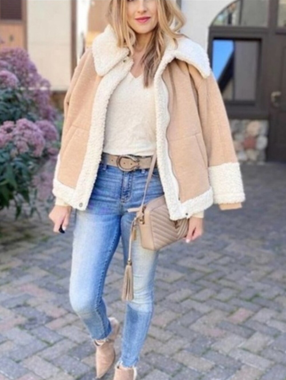 Cabi McQueen Faux Shearling Lined Full Zip Sweatshirt Jacket Small